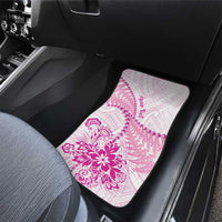 Personalised New Zealand Pink Fern Breast Cancer Car Mats Polynesian Pattern