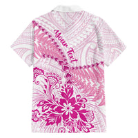 Personalised New Zealand Pink Fern Breast Cancer Family Matching Off The Shoulder Long Sleeve Dress and Hawaiian Shirt Polynesian Pattern LT01 - Polynesian Pride