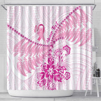 Personalised New Zealand Pink Fern Breast Cancer Shower Curtain Polynesian Pattern