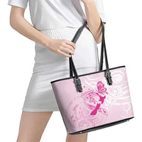 Personalised Aotearoa Breast Cancer Leather Tote Bag New Zealand Maori Pattern