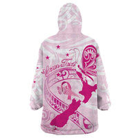 Personalised Aotearoa Breast Cancer Wearable Blanket Hoodie New Zealand Maori Pattern