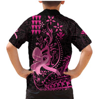 Hawaii Breast Cancer Family Matching Mermaid Dress and Hawaiian Shirt Girl Floral Kakau Pattern
