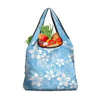 Fiji Tapa Pattern Grocery Bag Plumeria Floral LT01 1-pack One Size Blue - Polynesian Pride