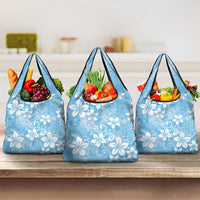 Fiji Tapa Pattern Grocery Bag Plumeria Floral LT01 3-pack One Size Blue - Polynesian Pride
