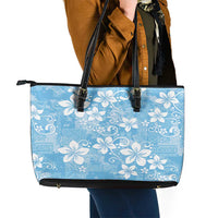 Fiji Tapa Pattern Leather Tote Bag Plumeria Floral