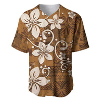Plumeria Floral Tapa Pattern Vintage Gold Baseball Jersey LT01 Gold - Polynesian Pride