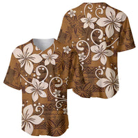 Plumeria Floral Tapa Pattern Vintage Gold Baseball Jersey LT01 - Polynesian Pride