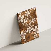 Plumeria Floral Tapa Pattern Vintage Gold Canvas Wall Art