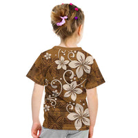 Plumeria Floral Tapa Pattern Vintage Gold Kid T Shirt
