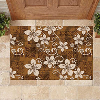 Plumeria Floral Tapa Pattern Vintage Gold Rubber Doormat
