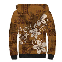 Plumeria Floral Tapa Pattern Vintage Gold Sherpa Hoodie