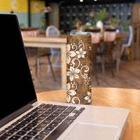 Plumeria Floral Tapa Pattern Vintage Gold Skinny Tumbler