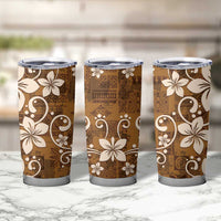 Plumeria Floral Tapa Pattern Vintage Gold Tumbler Cup