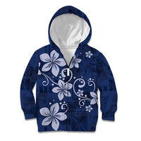 Plumeria Floral Tapa Pattern Navy Blue Kid Hoodie