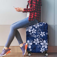 Plumeria Floral Tapa Pattern Navy Blue Luggage Cover LT01 - Polynesian Pride