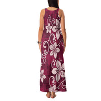 Plumeria Floral Tapa Pattern Ruby Pink Family Matching Tank Maxi Dress and Hawaiian Shirt