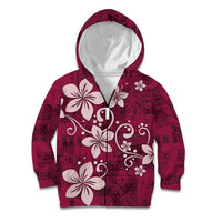 Plumeria Floral Tapa Pattern Ruby Pink Kid Hoodie