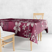 Plumeria Floral Tapa Pattern Ruby Pink Tablecloth