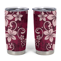 Plumeria Floral Tapa Pattern Ruby Pink Tumbler Cup