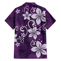 Plumeria Floral Tapa Pattern Amethyst Purple Hawaiian Shirt