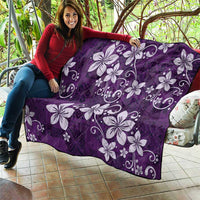 Plumeria Floral Tapa Pattern Amethyst Purple Quilt