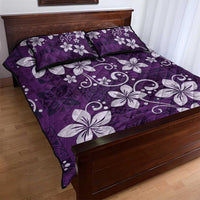 Plumeria Floral Tapa Pattern Amethyst Purple Quilt Bed Set