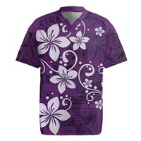 Plumeria Floral Tapa Pattern Amethyst Purple Rugby Jersey