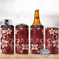 Plumeria Floral Tapa Pattern Oxblood Red 4 in 1 Can Cooler Tumbler