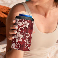 Plumeria Floral Tapa Pattern Oxblood Red 4 in 1 Can Cooler Tumbler