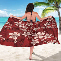 Plumeria Floral Tapa Pattern Oxblood Red Sarong