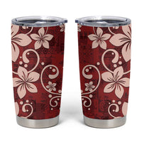 Plumeria Floral Tapa Pattern Oxblood Red Tumbler Cup
