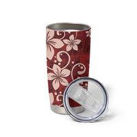 Plumeria Floral Tapa Pattern Oxblood Red Tumbler Cup
