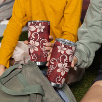 Plumeria Floral Tapa Pattern Oxblood Red Tumbler Cup