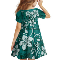 Plumeria Floral Tapa Pattern Crystal Teal Family Matching Tank Maxi Dress and Hawaiian Shirt