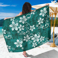 Plumeria Floral Tapa Pattern Crystal Teal Sarong