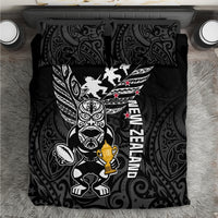 New Zealand Silver Fern Rugby Bedding Set Aotearoa Champion 2023 World Cup LT01 Black - Polynesian Pride