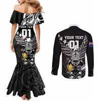 Custom New Zealand Silver Fern Rugby Couples Matching Mermaid Dress and Long Sleeve Button Shirt Aotearoa Champion 2023 World Cup LT01 - Polynesian Pride
