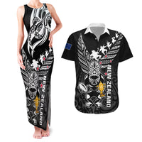 Custom New Zealand Silver Fern Rugby Couples Matching Tank Maxi Dress and Hawaiian Shirt Aotearoa Champion 2023 World Cup LT01 Black - Polynesian Pride