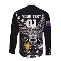 Custom New Zealand Silver Fern Rugby Long Sleeve Button Shirt Aotearoa Champion 2023 World Cup LT01 - Polynesian Pride