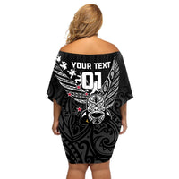 Custom New Zealand Silver Fern Rugby Off Shoulder Short Dress Aotearoa Champion 2023 World Cup LT01 - Polynesian Pride
