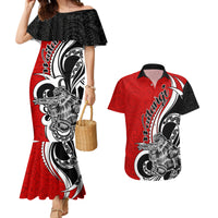 New Zealand Waitangi Day Couples Matching Mermaid Dress and Hawaiian Shirt Aotearoa Te Tiriti O Waitangi Kiwi Red Version LT01 Red - Polynesian Pride