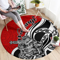 New Zealand Waitangi Day Round Carpet Aotearoa Te Tiriti O Waitangi Kiwi Red Version LT01 - Polynesian Pride