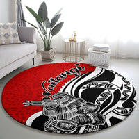 New Zealand Waitangi Day Round Carpet Aotearoa Te Tiriti O Waitangi Kiwi Red Version LT01 - Polynesian Pride