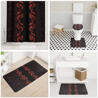 Hawaii Japan Koi Fish Red Bathroom Set Tapa Pattern - Polynesian Pride