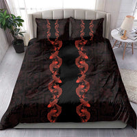 Hawaii Japan Koi Fish Red Bedding Set Tapa Pattern - Polynesian Pride