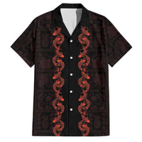 Hawaii Japan Koi Fish Red Family Matching Off The Shoulder Long Sleeve Dress and Hawaiian Shirt Tapa Pattern LT01 Dad's Shirt - Short Sleeve Red - Polynesian Pride
