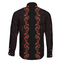 Hawaii Japan Koi Fish Red Family Matching Off The Shoulder Long Sleeve Dress and Hawaiian Shirt Tapa Pattern LT01 - Polynesian Pride