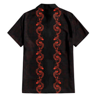 Hawaii Japan Koi Fish Red Family Matching Off Shoulder Short Dress and Hawaiian Shirt Tapa Pattern LT01 - Polynesian Pride