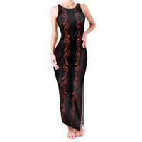 Hawaii Japan Koi Fish Red Family Matching Tank Maxi Dress and Hawaiian Shirt Tapa Pattern LT01 Mom's Dress Red - Polynesian Pride