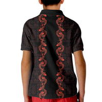 Hawaii Japan Koi Fish Red Kid Polo Shirt Tapa Pattern - Polynesian Pride
